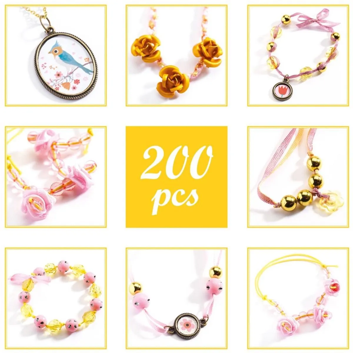 Djeco Bloemen Kralen & Sieraden Set - 9 Stuks - Roze