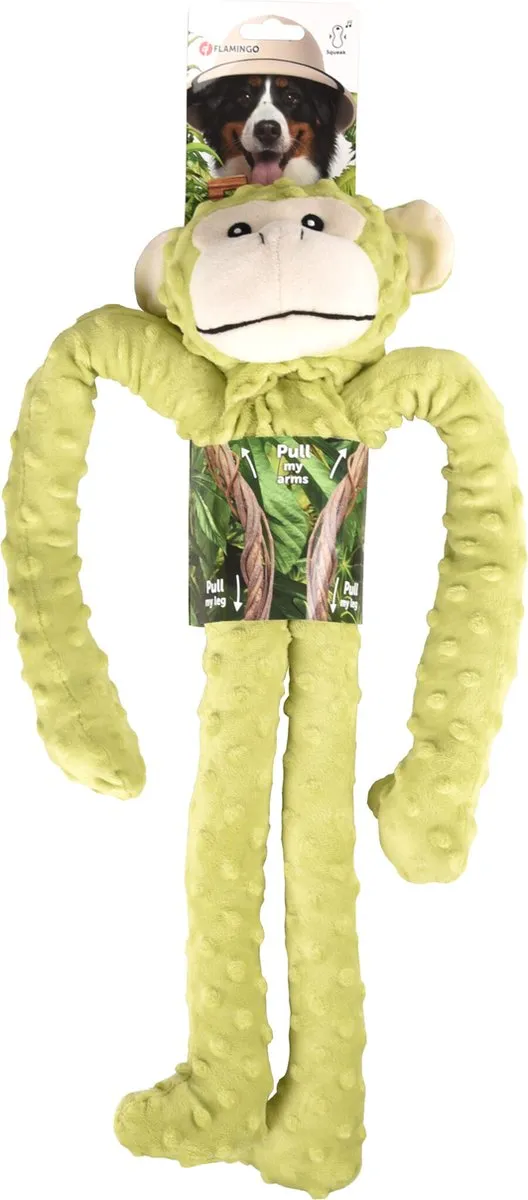 Flamingo Pluche Aap Groen - Hondenspeelgoed 40cm