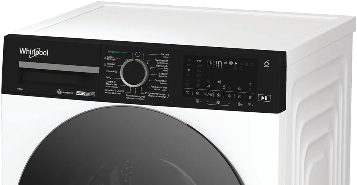 Whirlpool WPM 07W ADS BE Wasmachine 10kg 1400 RPM - Zwart/Wit