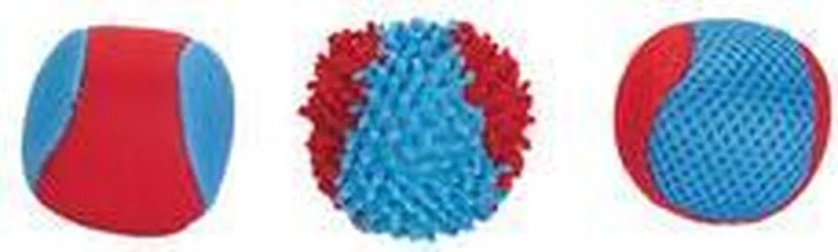 Beeztees Splashbal Hondenspeelgoed - Blauw/Rood - 3 Stuks