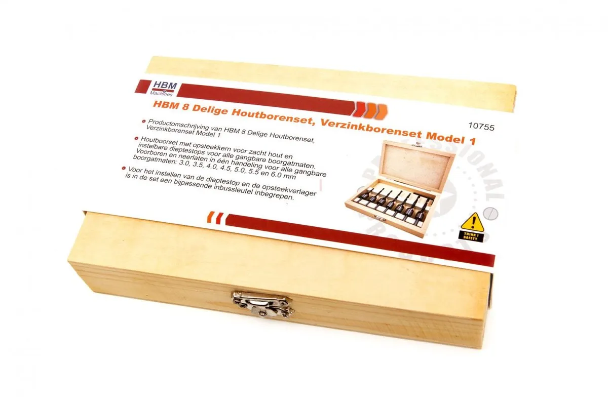 HBM 8-delige Houtborenset Verzinkborenset Model 1 - 3,0-6,0mm - afbeelding 6 van 6