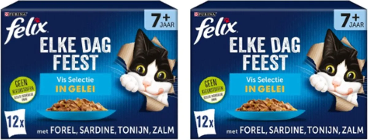 Felix Elke Dag Feest Vis Selectie in Gelei Senior Kattenvoer