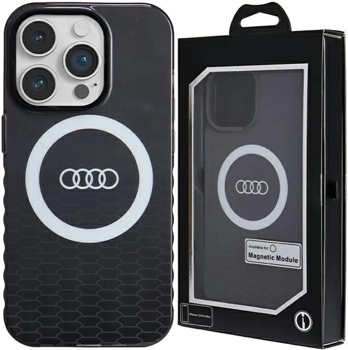 Audi IML Big Logo Back Case MagSafe - iPhone 15 Pro Max - Zwart - afbeelding 6 van 6