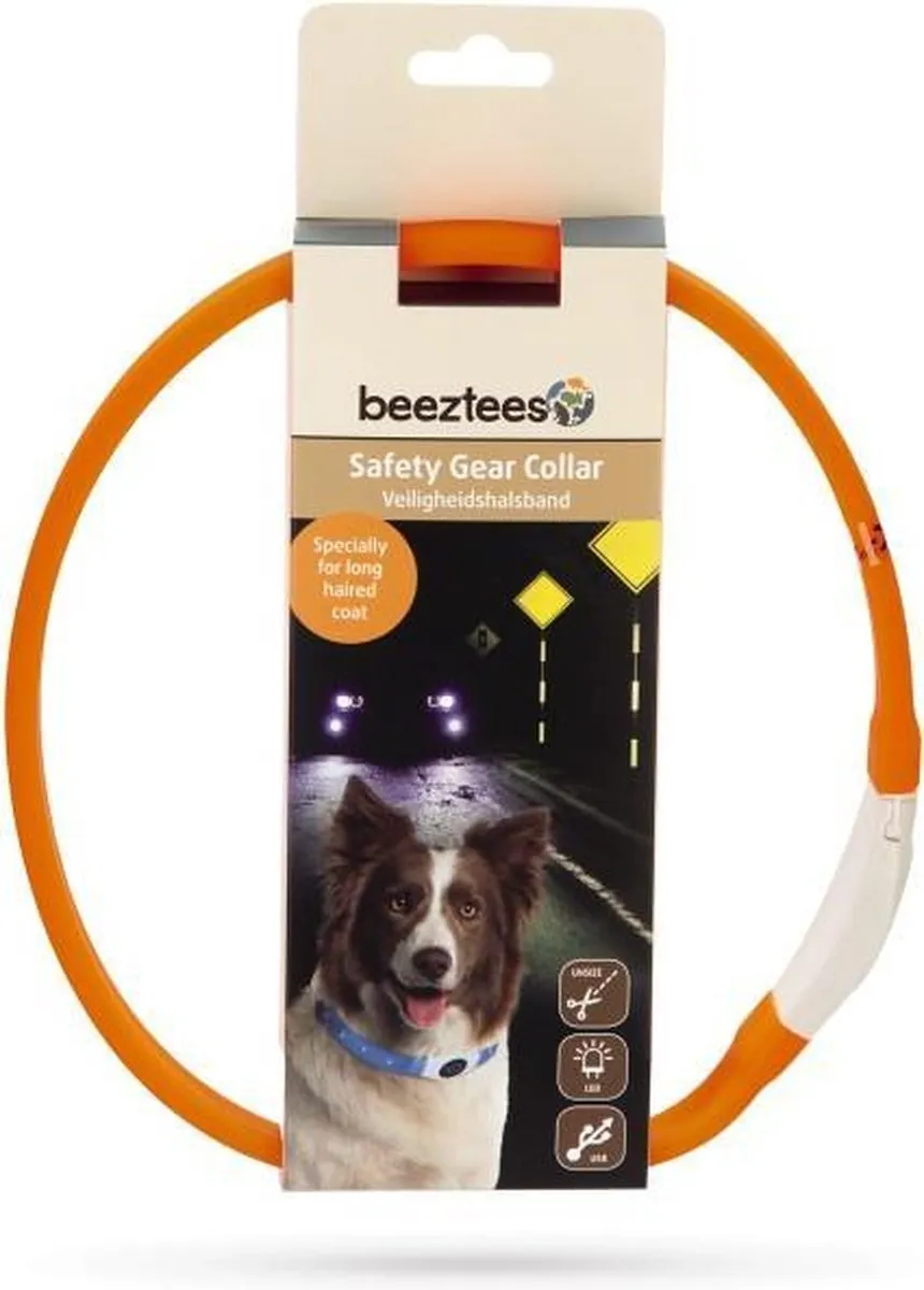 Beeztees Safety Gear Glowy Halsband Hond - 65x2,5cm - Oranje