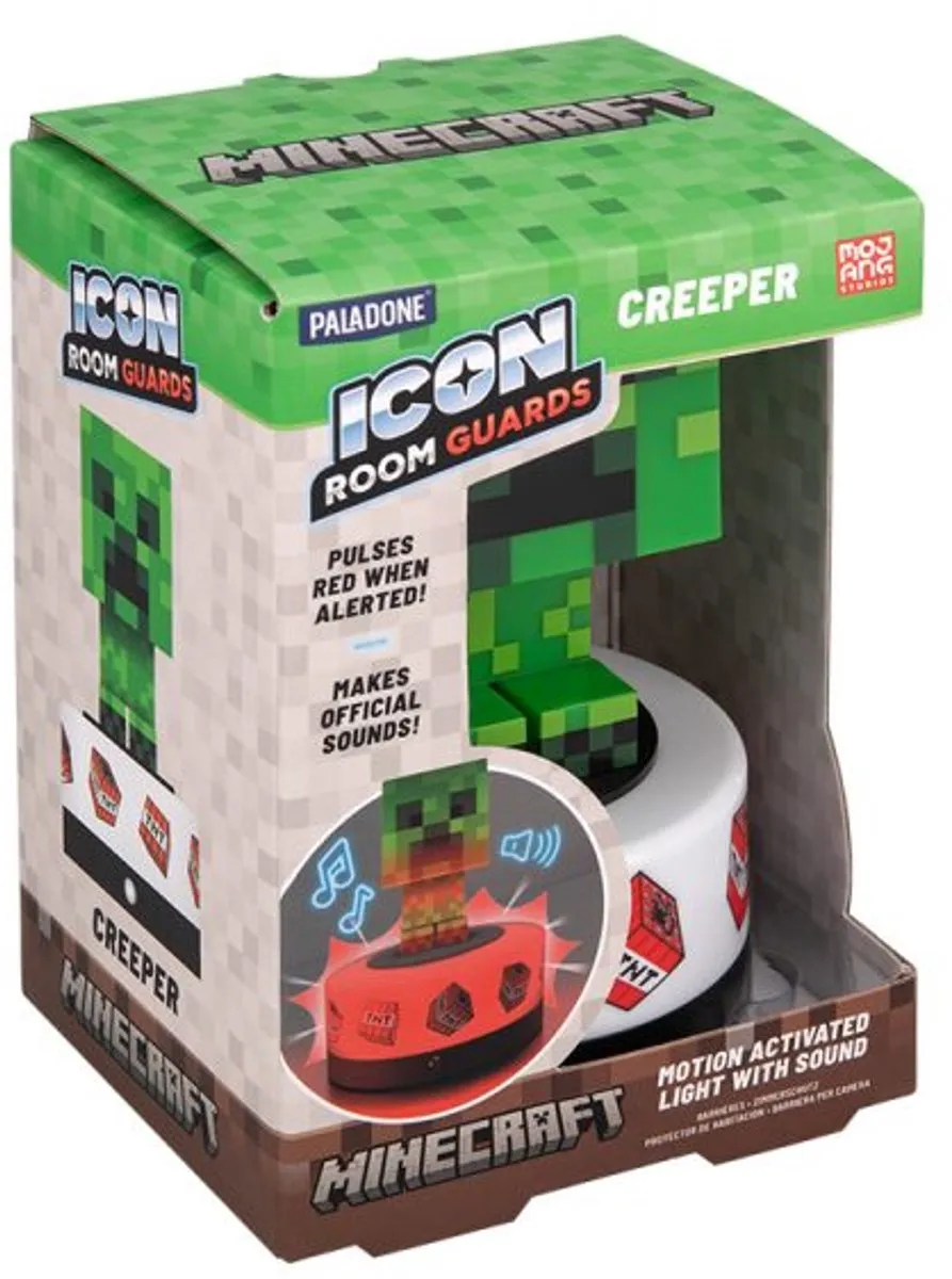 Minecraft Creeper Room Guard Bewegingslicht - Groen/Wit/Zwart