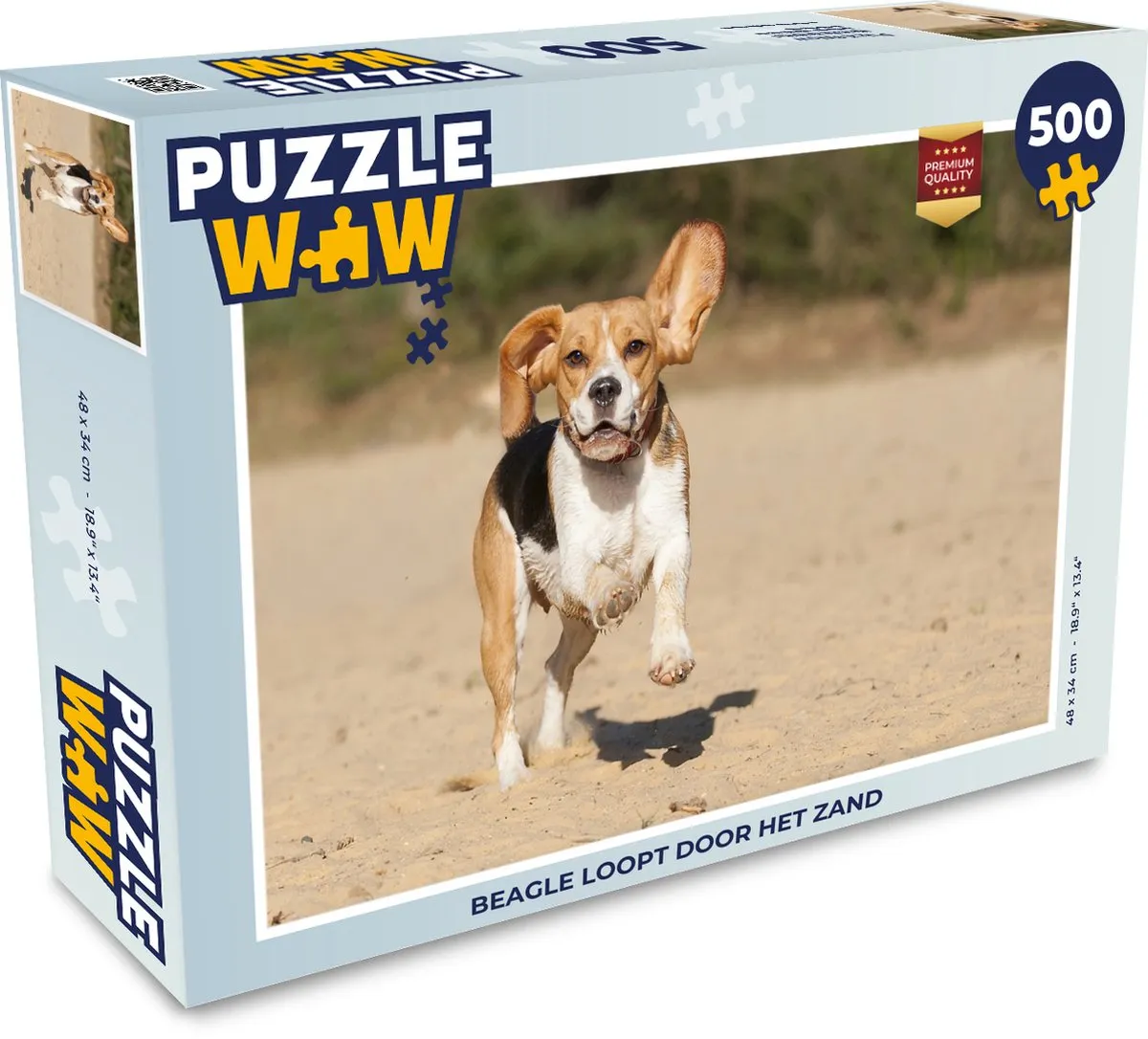 PuzzleWow Beagle Loopt Door Het Zand Legpuzzel 500 Stuks - Multicolor