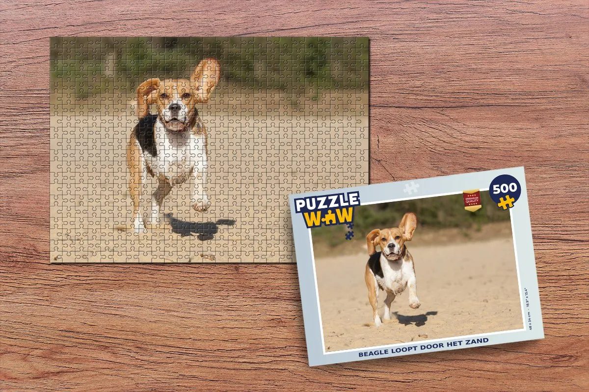PuzzleWow Beagle Loopt Door Het Zand Legpuzzel 500 Stuks