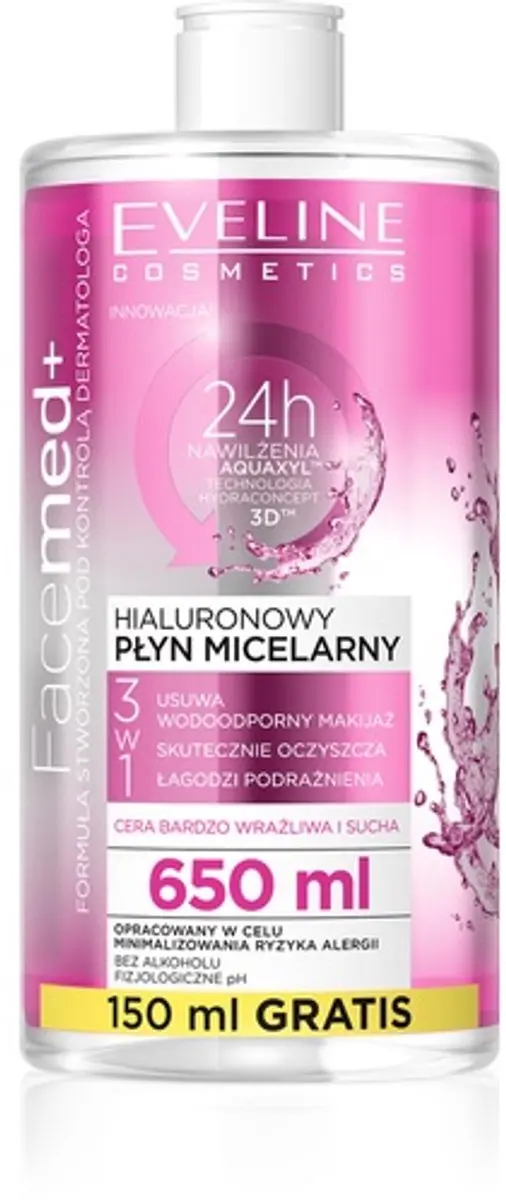 Eveline Cosmetics FaceMed+ Hyaluronic Micellair Water 650ml - afbeelding 2 van 2