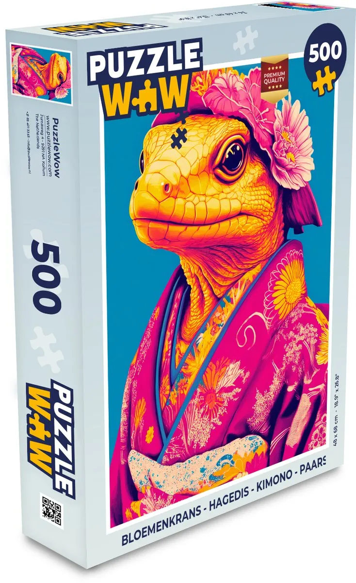 PuzzleWow Bloemenkrans Hagedis Legpuzzel 500 Stuks - Paars