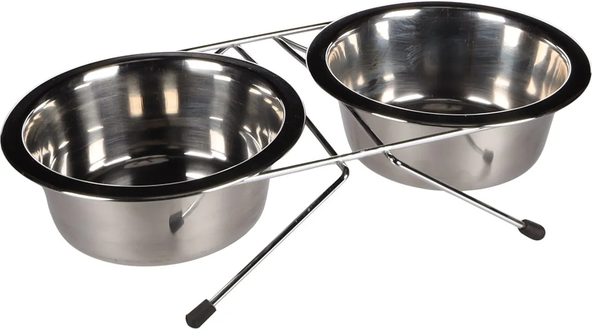 Flamingo Duo Diner Voerbak Inox - 2x9cm - 2x200ml