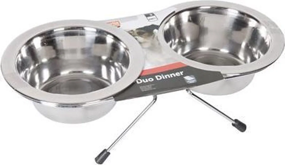 Flamingo Duo Diner Voerbak Inox - 2x9cm - 2x200ml
