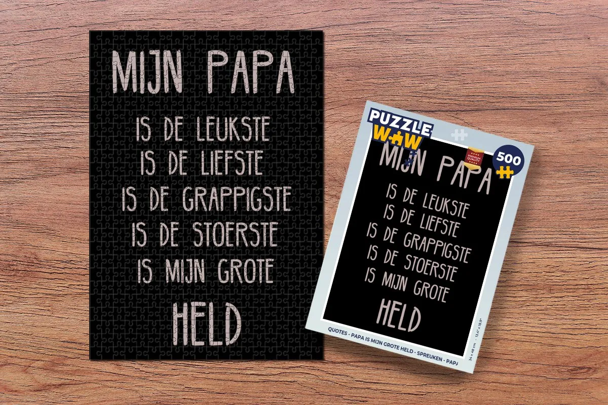 PuzzleWow Papa is mijn grote held Legpuzzel 500 Stuks - Multicolor