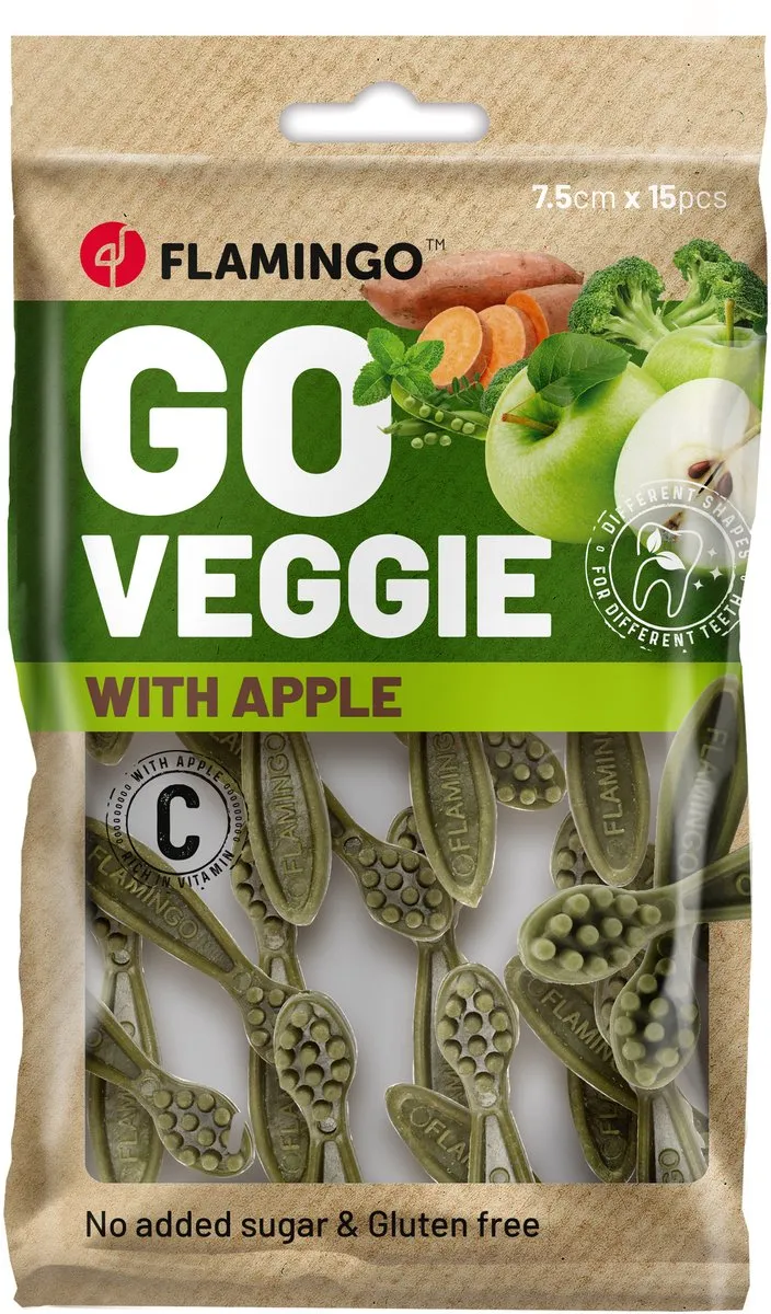 Flamingo Snack Veggie Tandenborstel Honden - Appel - Groen - 10 Stuks