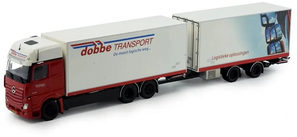 Mercedes-Benz Bigspace Mirrorcam 6x2 + 2-Axle Tilt Trailer Dobbe Transport 1:50