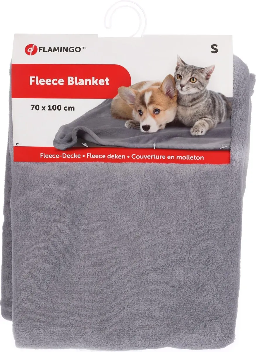 Flamingo Nardo Fleece Deken Honden/Katten Grijs 70x100cm