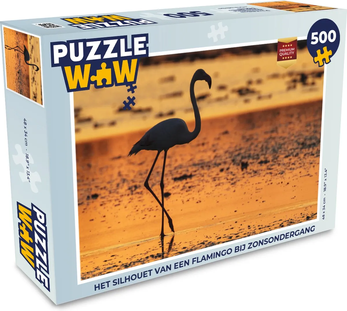 PuzzleWow Legpuzzel Flamingo Zonsondergang 500 Stuks