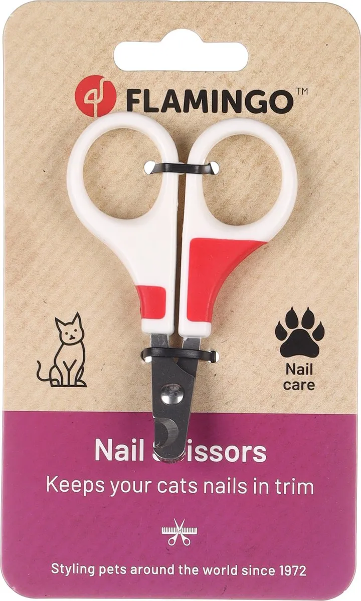Flamingo Nagelschaar Kat Fausto - Rood/Wit 9x5,9cm