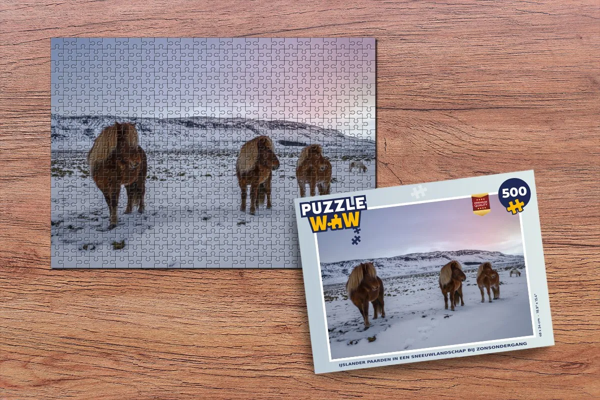 PuzzleWow IJslander Zonsondergang Legpuzzel 500 Stuks - Multicolor