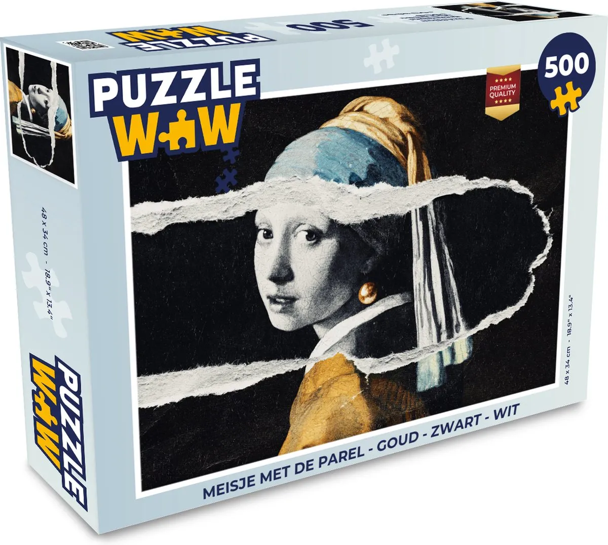 PuzzleWow Meisje met de parel Legpuzzel 500 Stuks