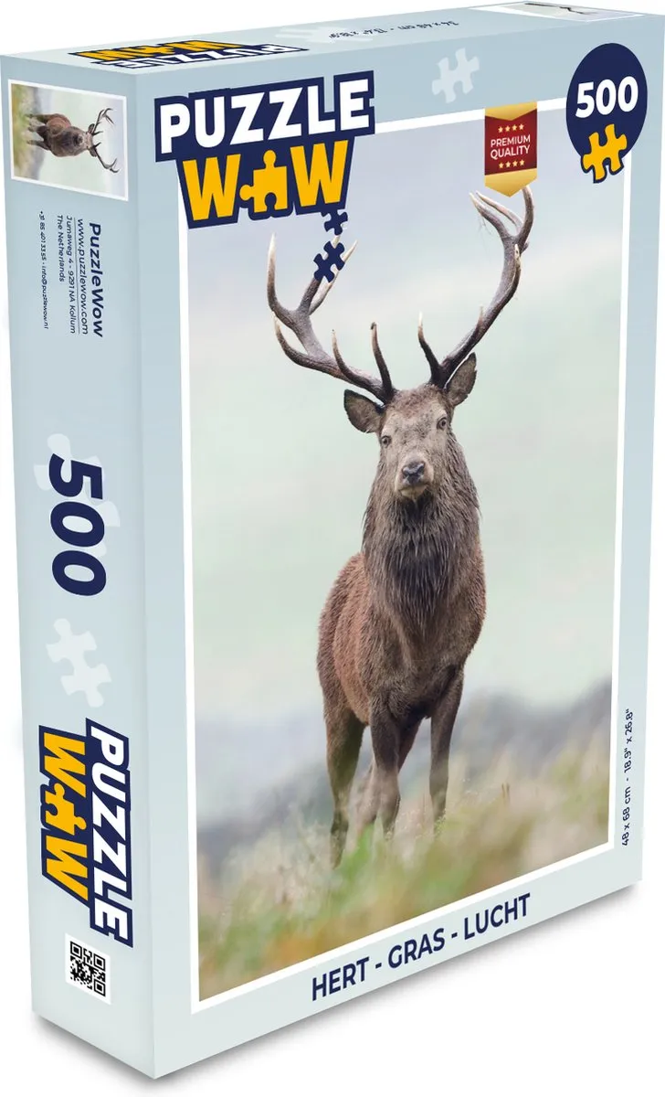 PuzzleWow Legpuzzel Hert Gras Lucht 500 Stuks