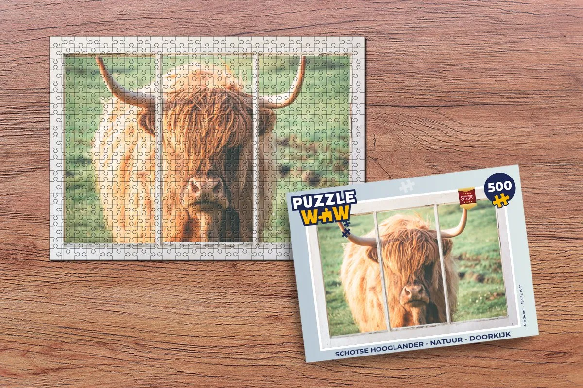 PuzzleWow Schotse Hooglander Legpuzzel 500 Stuks - Multicolor