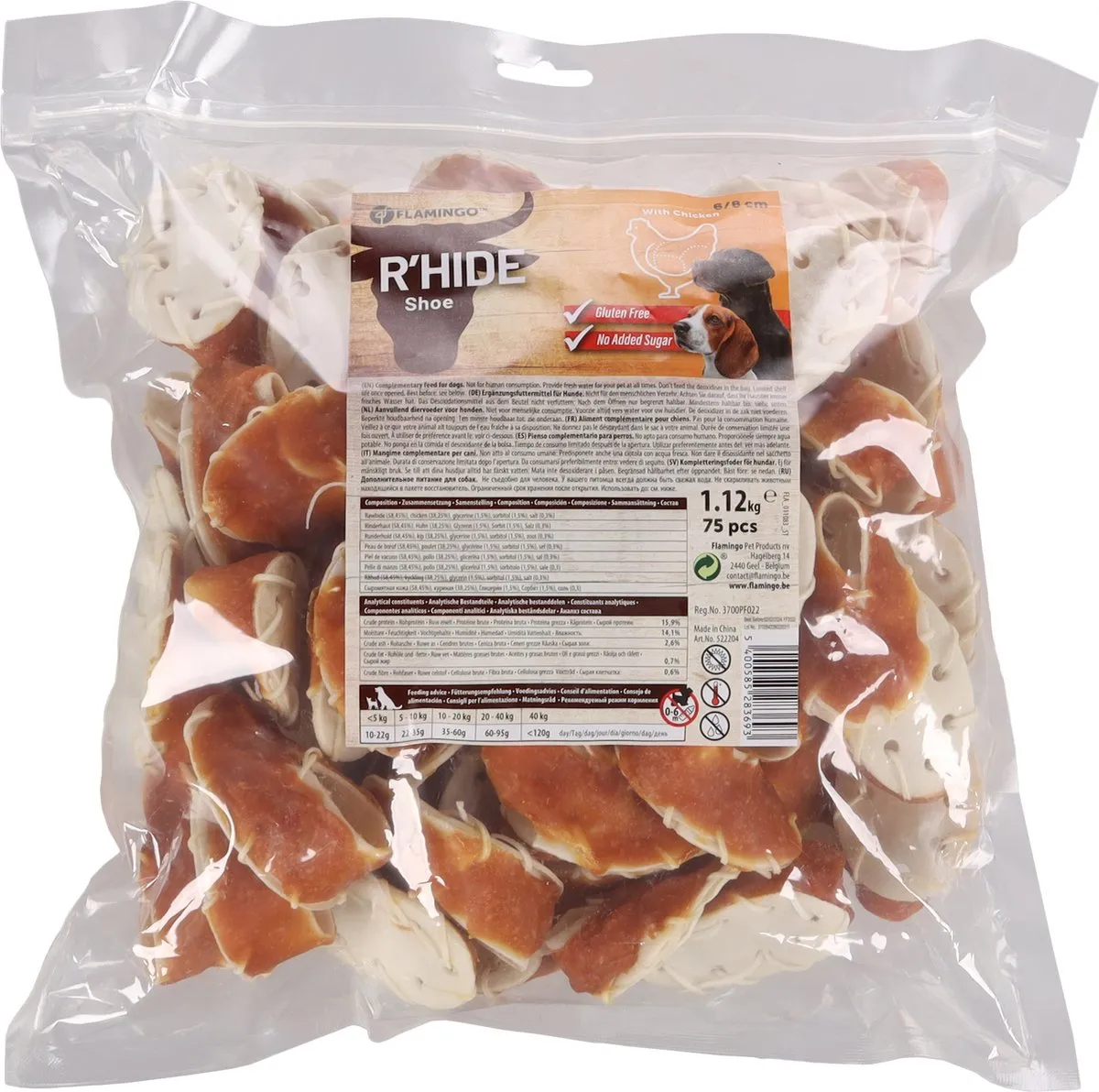 Flamingo R'Hide Schoen Hondensnack - Kip - 75 Stuks