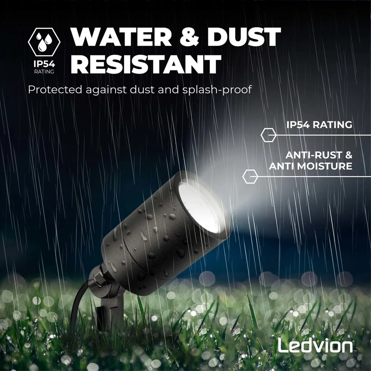 LEDVION 9x LED Prikspots 5W 6500K - Zwart