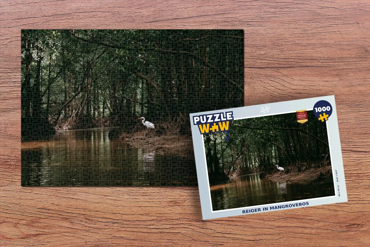 PuzzleWow Reiger Bos Meer Legpuzzel 1000 Stuks - Multicolor