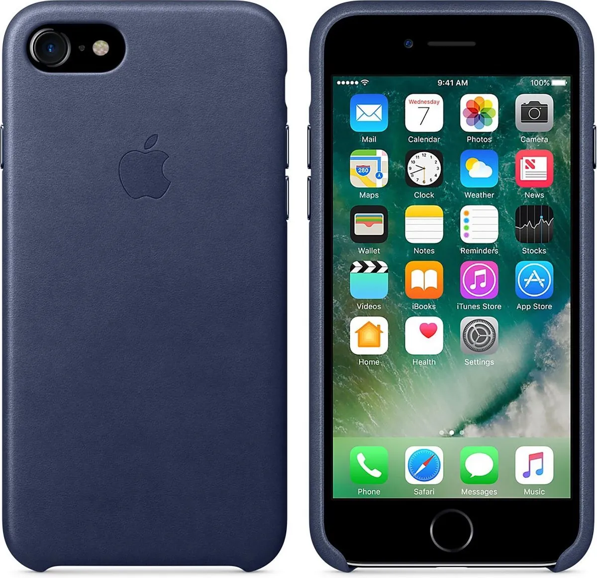 Apple Leren Hoesje MMY32ZM/A - Donkerblauw - afbeelding 6 van 6