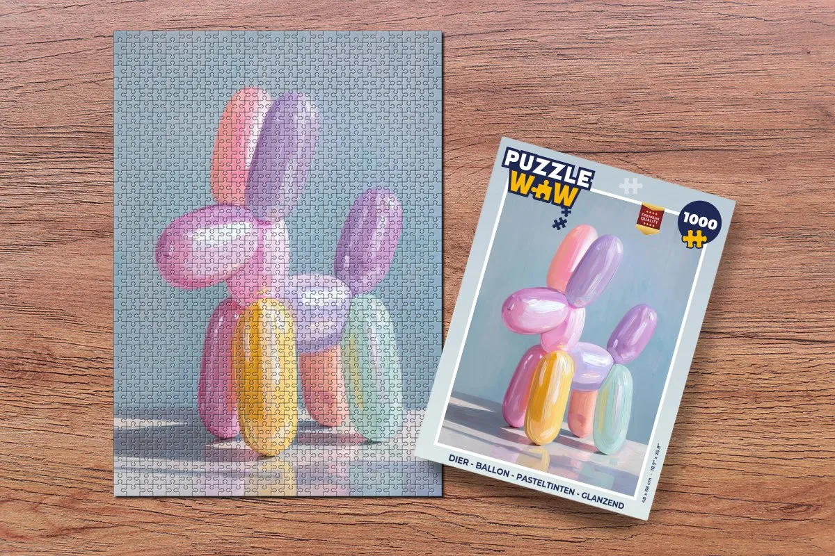 PuzzleWow Dier Ballon Legpuzzel 1000 Stuks - Pasteltinten