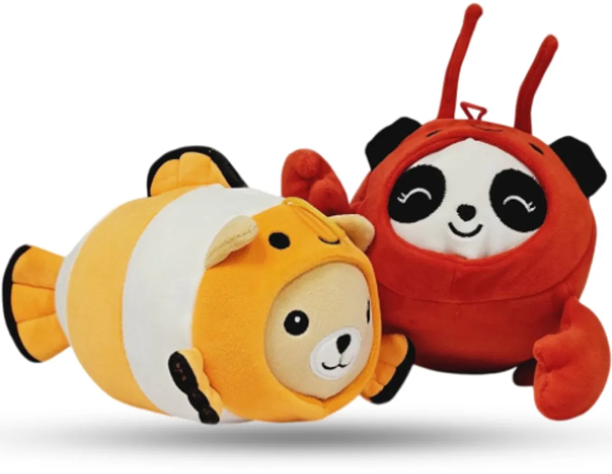 Topknuffels Panda in Kreeft Onesie Pluche Knuffel 18cm - Rood