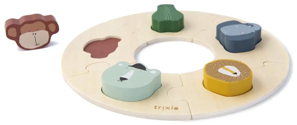 Trixie Houten Ronde Vormenpuzzel 10-delig - Multi
