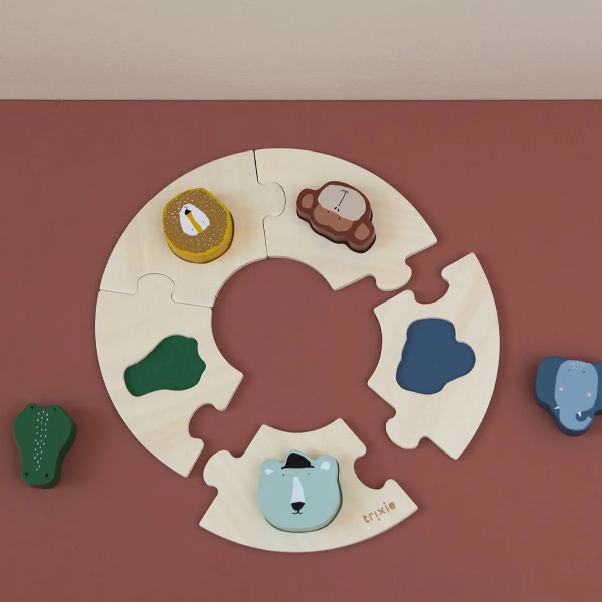 Trixie Houten Ronde Vormenpuzzel 10-delig - Multi