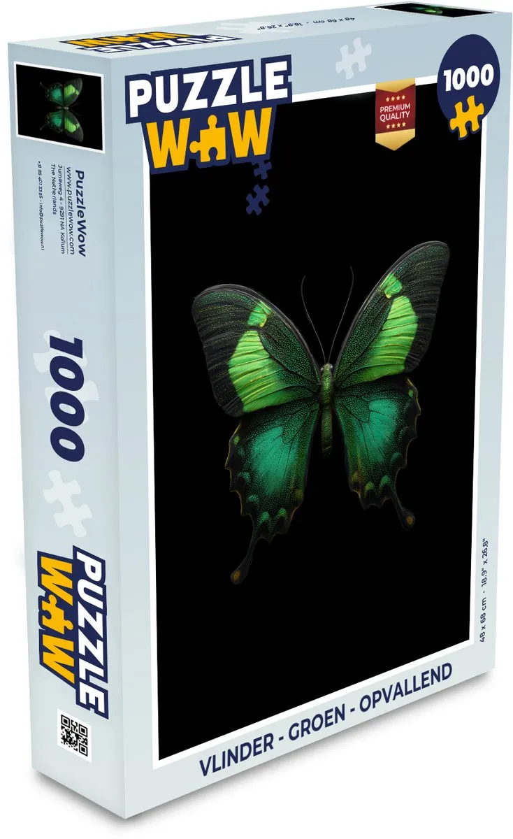 PuzzleWow Vlinder Legpuzzel 1000 Stuks - Groen