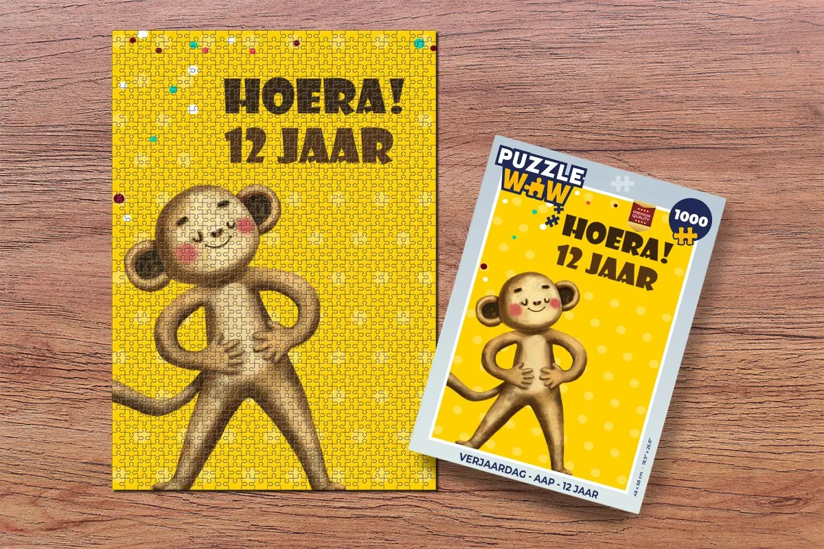 PuzzleWow Verjaardag Aap Legpuzzel 1000 Stuks - Multicolor