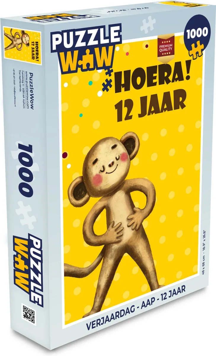 PuzzleWow Verjaardag Aap Legpuzzel 1000 Stuks