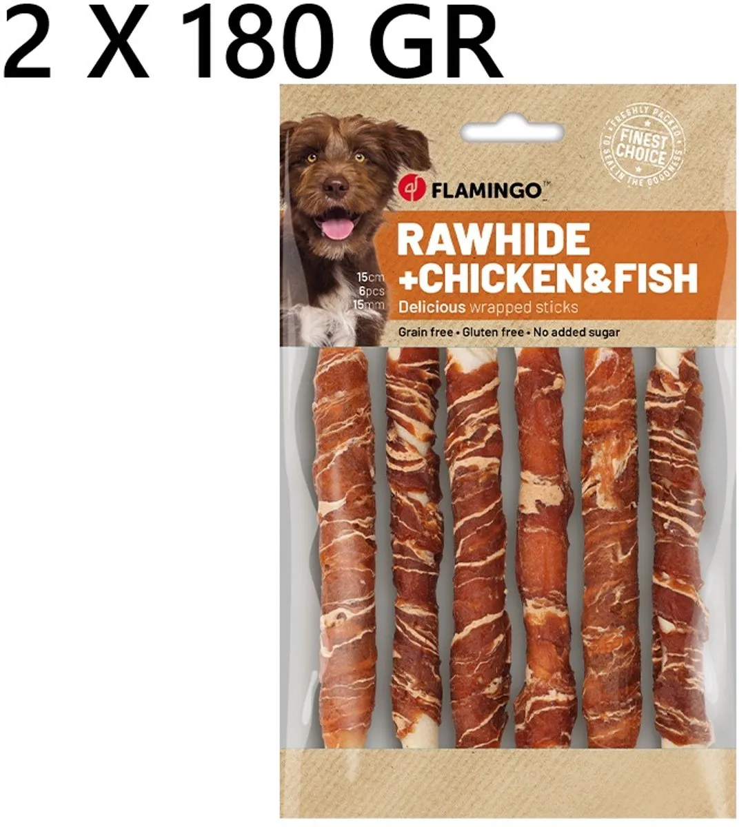 Flamingo Hondensnack Rawhide Kip & Vis