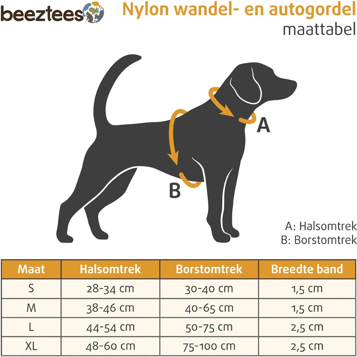 Beeztees Wandel- en Autogordel Hondentuig S - Zwart