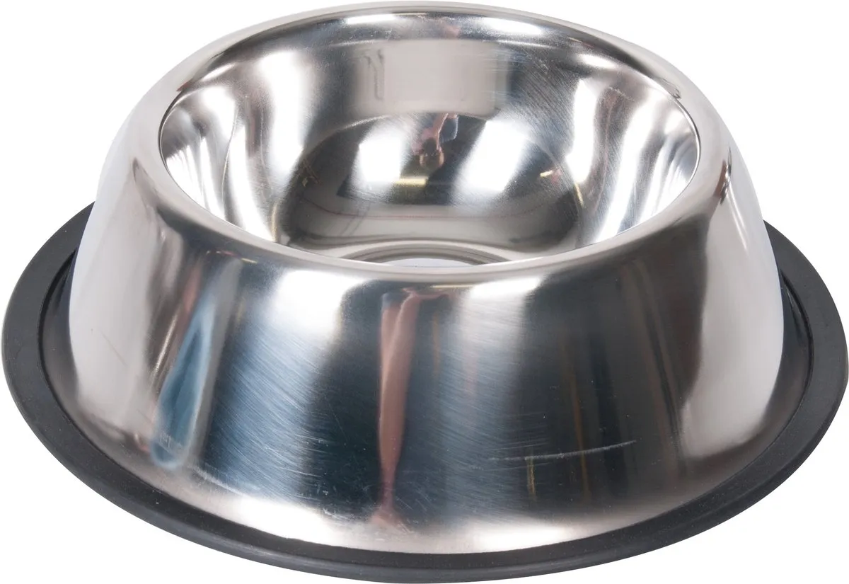 Flamingo Hondenvoerbak Inox Antislip 13cm - Grijs