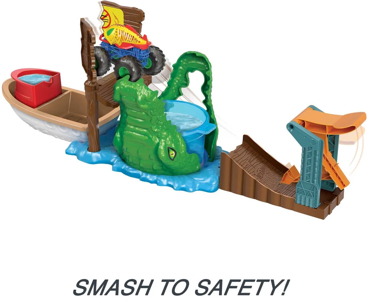 Hot Wheels Monstertrucks Color Shifters HGV14 Racebaan - Hongerig Moeras Krokodil Aanval