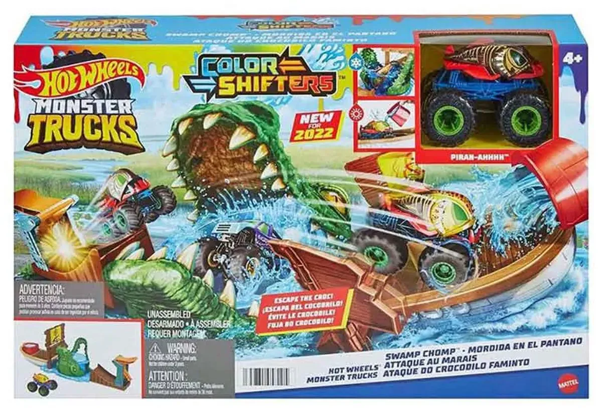 Hot Wheels Monstertrucks Color Shifters HGV14 Racebaan - Hongerig Moeras Krokodil Aanval