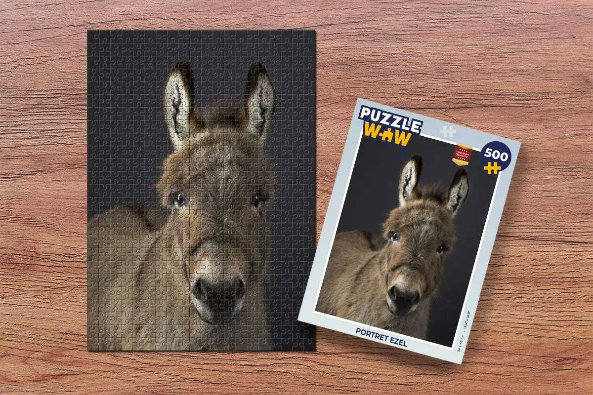 PuzzleWow Portret Ezel Legpuzzel 500 Stuks - Multicolor