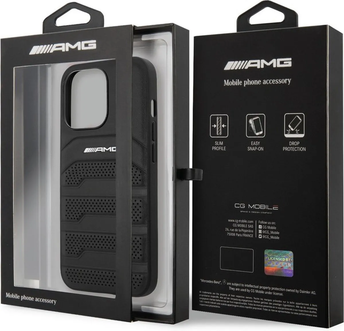Mercedes-Benz AMG Perforated Back Case iPhone 14 Pro Max - Zwart