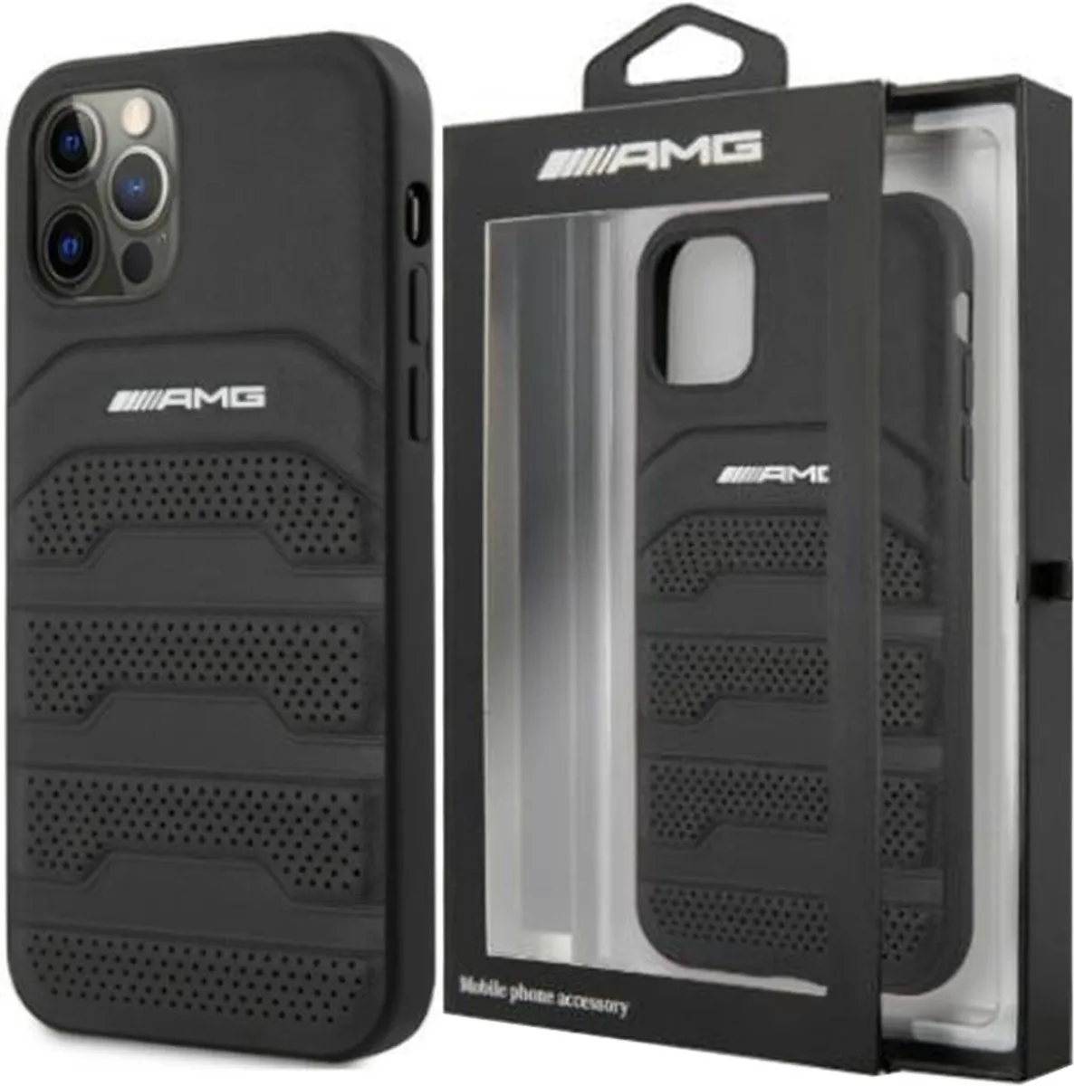 Mercedes-Benz AMG Perforated Back Case iPhone 14 Pro Max - Zwart