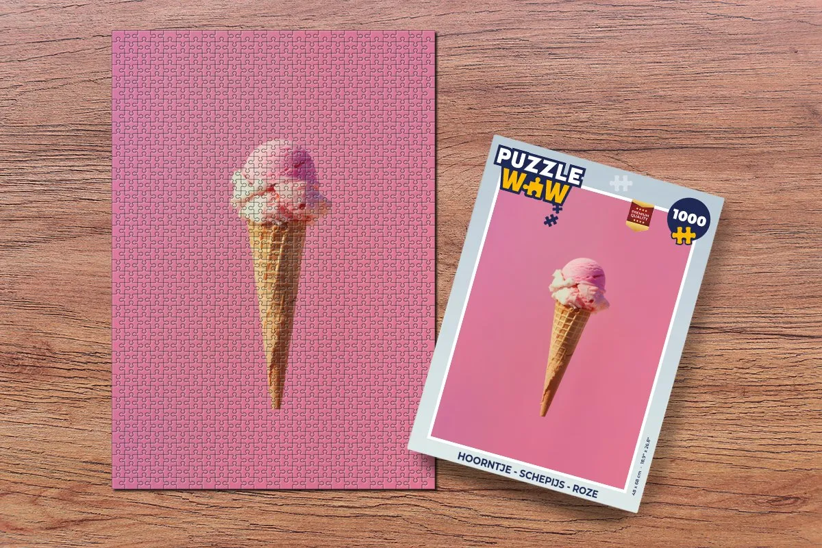 PuzzleWow Hoorntje Schepijs Legpuzzel 1000 Stuks - Roze