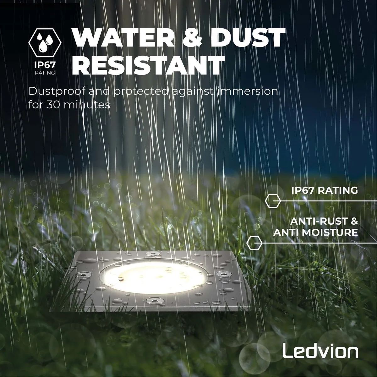 LEDVION 6X LED Grondspot 5W 6500K GU10 IP67 - 9 Stuks
