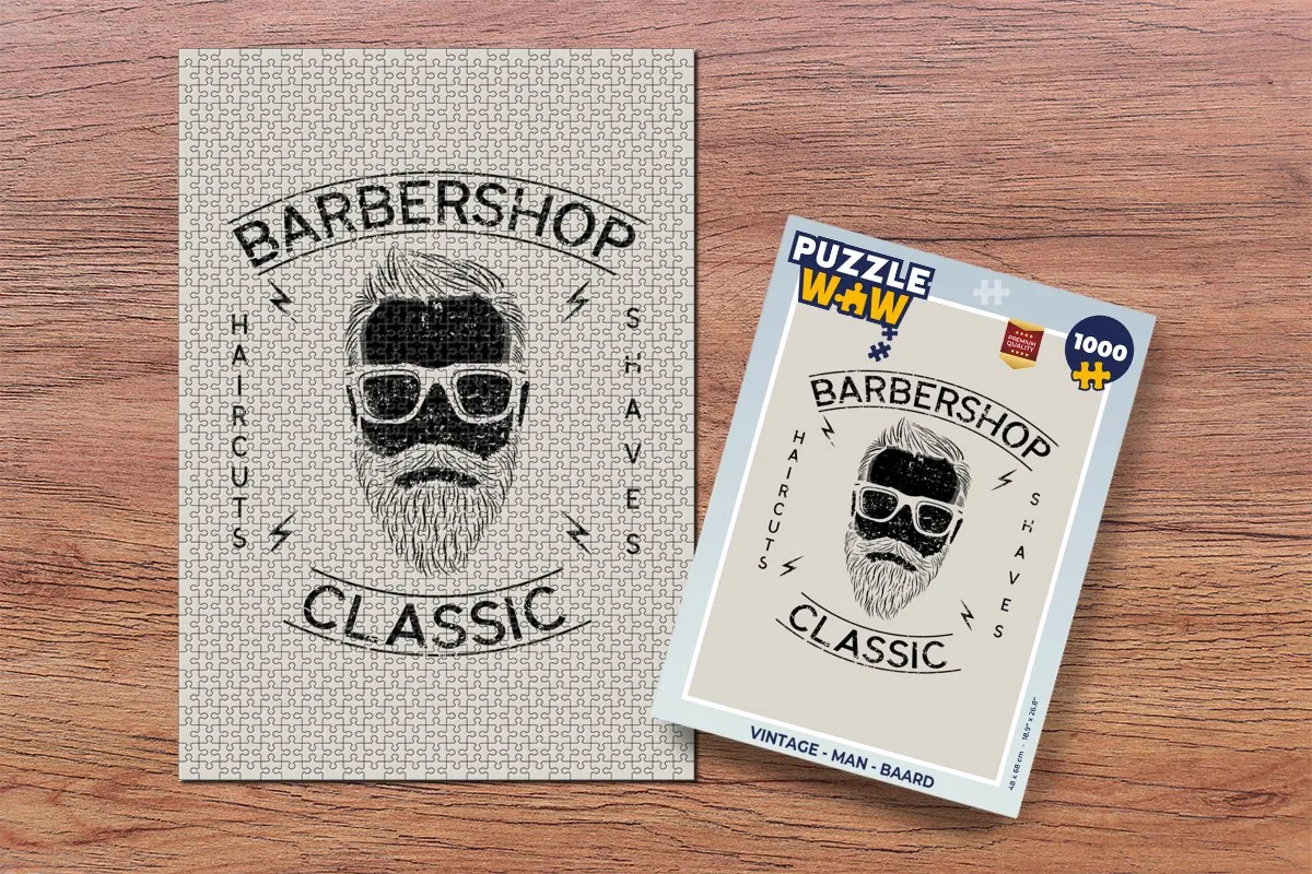 PuzzleWow Vintage Man Baard Legpuzzel 1000 Stuks - Multicolor
