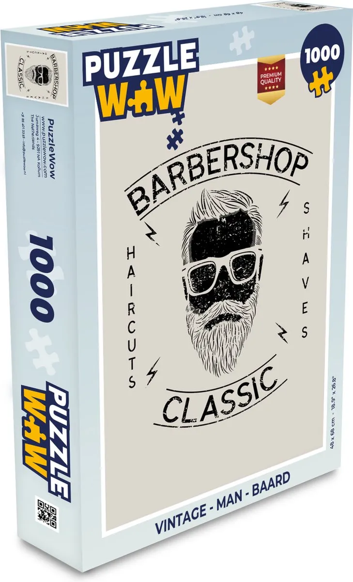 PuzzleWow Vintage Man Baard Legpuzzel 1000 Stuks