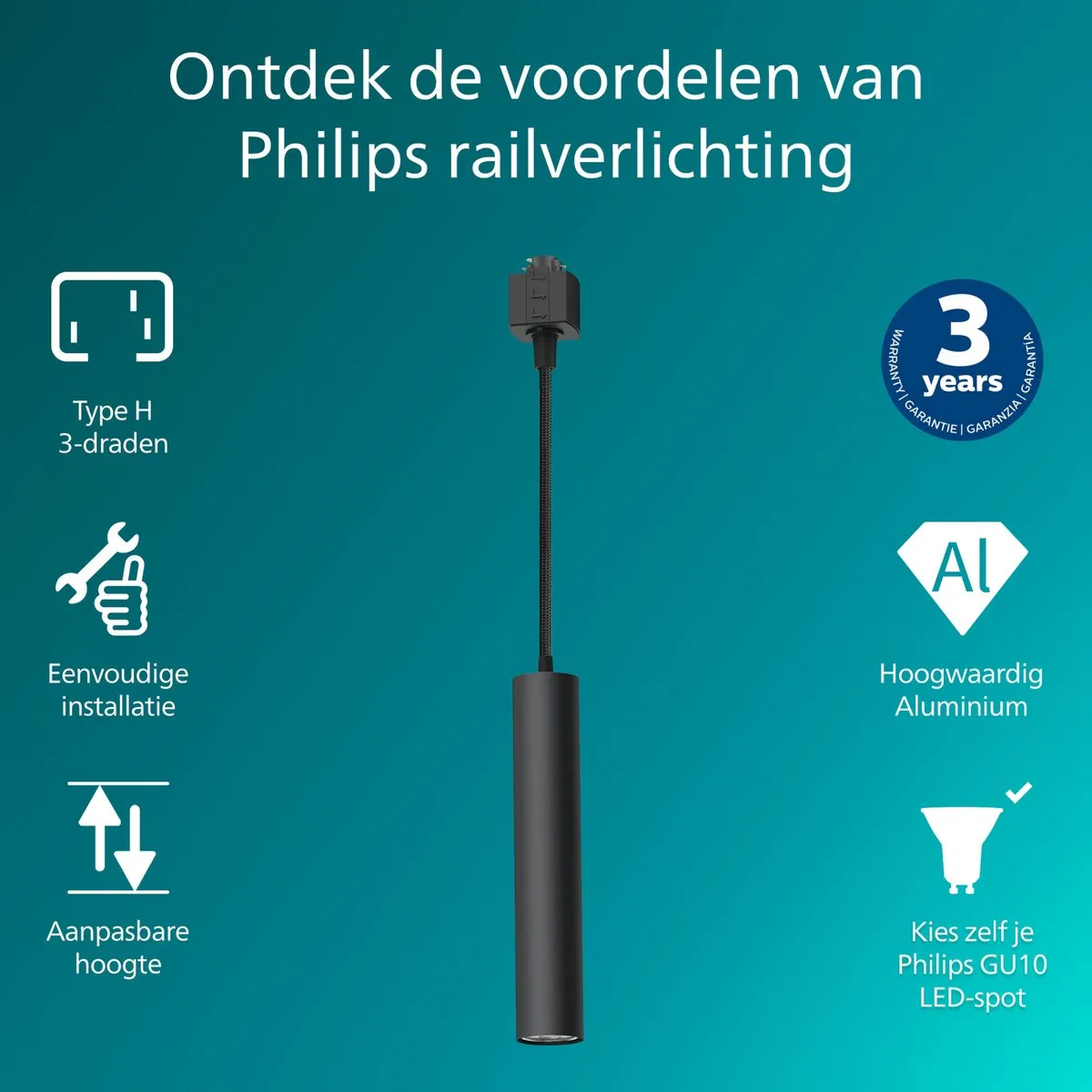 Philips LED EasyLink Paxie Hanglamp GU10 7W - Zwart