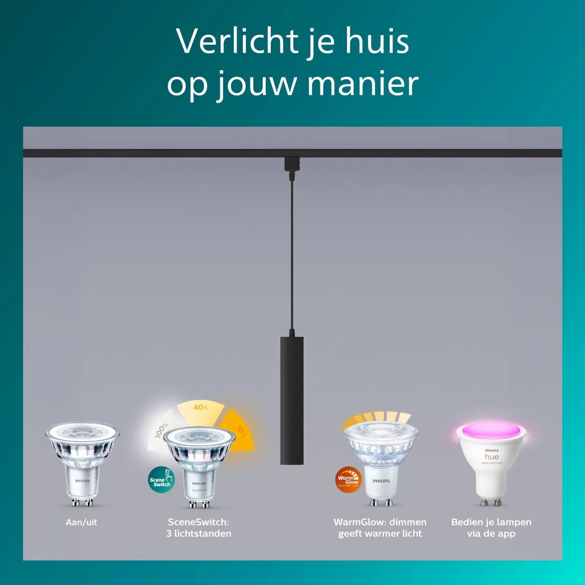 Philips LED EasyLink Paxie Hanglamp GU10 7W - Zwart